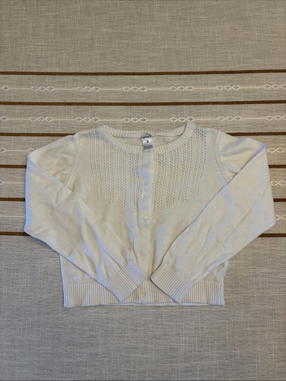 Carter's White Knit Button-Up Cardigan